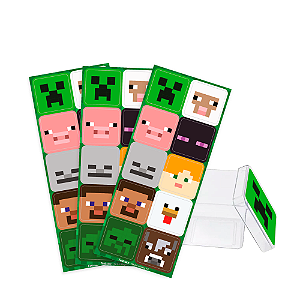 30 Adesivos Festa Minecraft Decoração Aniversário comple 5cm