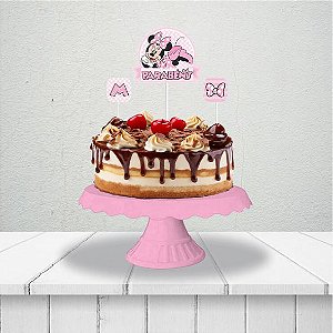 Topo de bolo festa Minnie Rosa Decoração Aniversário complet