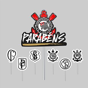 Topo de bolo Festa Corinthians Decoração em EVA aniversário