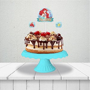 Topo de bolo festa Ariel Decoração Sereia Aniversário 3pçs