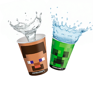 8 Copo Festa Minecraft Decoração Aniversário completo 200ml
