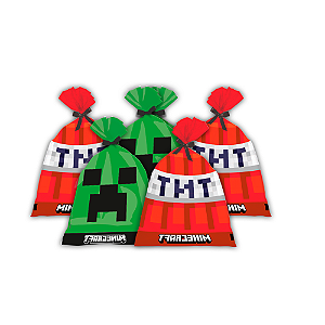 8 Lembrancinhas Sacola Surpresa Festa Minecraft Decoração