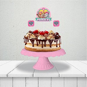 Topo de bolo festa Patrulha Canina Rosa Decoração Aniversári