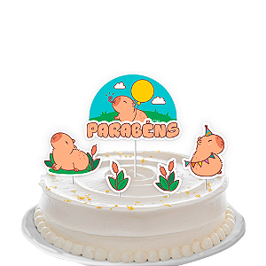 Topo De bolo Festa Capivara Decoração Aniversário 5pçs