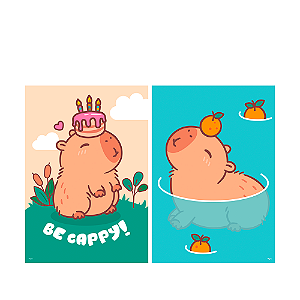 2 Cartaz decorativo Capivara Festa e eventos completos 45cm