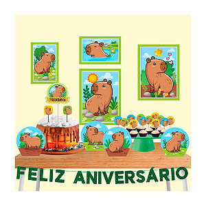 Kit Festa Capivara Decoração Aniversário completa 40pçs EVA