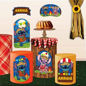 Kit festa Junina Stitch Decoração Junino Aniversário EVA 6pç