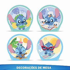 4 Display Decoração Stitch Baby Festa Aniversário 28cm