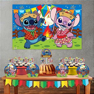 Kit festa Junino Stitch Decoração Junina Aniversário 33pçs