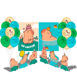 Kit festa Capivara Decoração Cartaz +Balão +Display completo