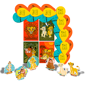 Kit festa Rei Leão Decoração Aniversári Cartaz+Balão+Display