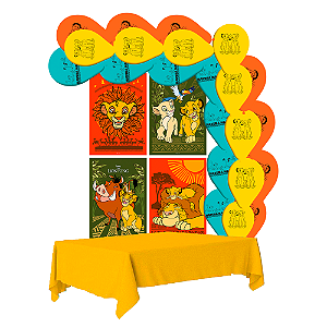 Kit festa Rei Leão Decoração Aniversário Cartaz+Balão+Toalha