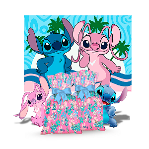 Kit Festa Stitch Rosa Decoração 40 Lembrancinhas +Painel TNT