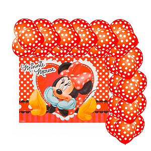 Kit Festa Minnie Decoração Anivetrsário Painel TNT+ 25 Balão