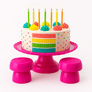 Kit com 2 Mini Boleiras Alegra 14x10cm +Boleira de 18cm Rosa