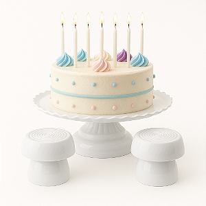 Kit com 2 Mini Boleiras Alegra 14cm+Boleira de 18cm Branca