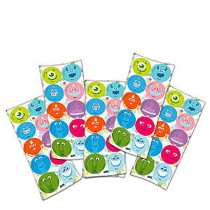 30 Adesivos Redondo 5x5cm Decoração Festa Monstros Sa