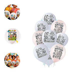 25 Bexigas Balão Festa Boobie Friends Decoração Pode Pintar