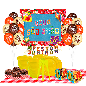 Kit festa Junina Decoração e descartáveis Arraia 50 pessoas