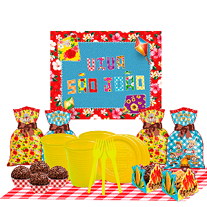 Kit festa Junina Decoração e descartáveis Arraia 20 pessoas