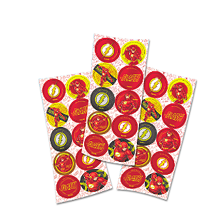 30 Adesivos Redondo 5x5cm Decoração Flash Festa Aniversario