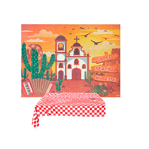 Kit festa Junina Arraia Julina Painel + Toalha 1m Decoração