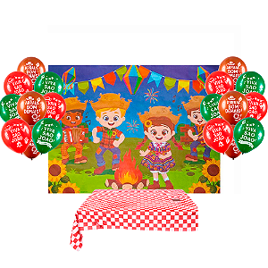 Kit festa Junina Arraia Julina Painel GG + Toalha 1m+ Balão