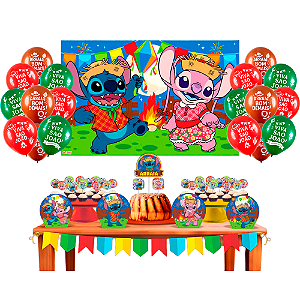 Kit festa Junino Stitch Decoração Junina Arraia 33pçs+ Balão