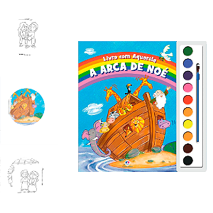 Livro para colorir A Arca de Noé Aquarela divertido religião