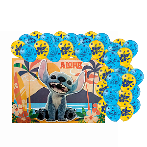 Kit festa Stitch Filme Decoração aniversário Painel + Balão