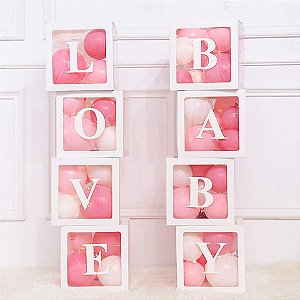 Caixa personalizada transparente para bexigas decoração BABY