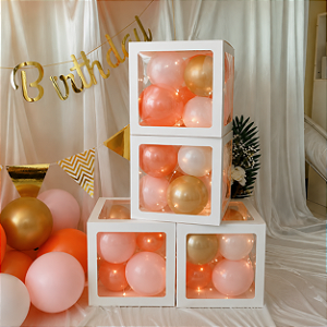 Caixa personalizada transparente para bexigas/ decoração