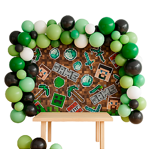 Painel TNT Festa Game Decoração pixel aniversário 1,40x1m