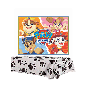 Kit Festa Patrulha canina Decoração Painel + Toalha Patinhas