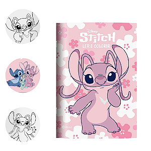 Livro De Atividades Ler e colorir Stitch Rosa - Angel