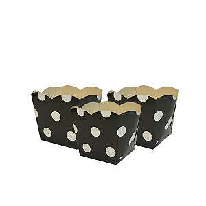 8 Cachepo Festa Preto Bolas Brancas Decoração Aniversário