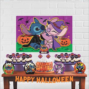 Kit Festa Decoração Halloween Stitch 33 Peças Decoração
