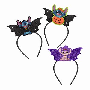 Adereço Festa Halloween Tiara Stitch Vampiro Sortido 21cm