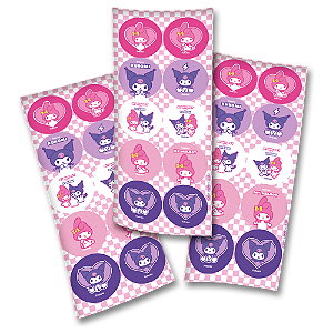 30 Adesivos Festa Melody E Kuromi Decoração Aniversari 5x5cm