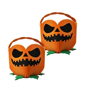 Caixa Baldinho Decoração Abobora Festa Halloween 12cm Eva