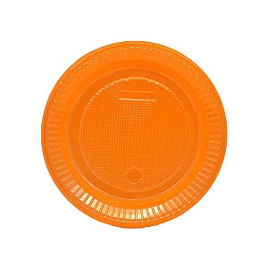 10 Pratos Descartáveis Festa Aniversário Laranja Neon 15cm