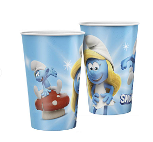 8 Copos Lembrancinha Decoração Smurfs Festa Aniversario180ML