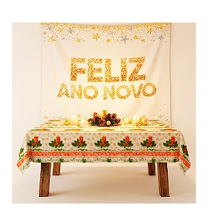 Kit festa Natal E Ano Novo Painel + Toalha TNT 1,40m
