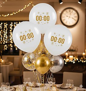 Balão Decoração Ano Novo 2026 Com Confetti Festa 25 Polegada