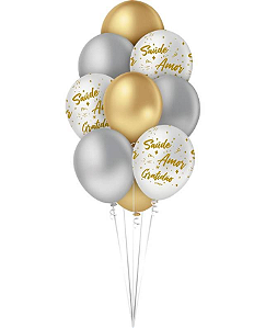 10 Bexigas Decoração Ano Novo 2026 Cor Ouro E Prata 10 Pol