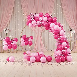 Kit 125 Balões Rosa liso cromado Bexiga Festas Aniversários