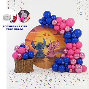 Kit 125 Balões Stitch Rosa azul Bexiga Festas Aniversários