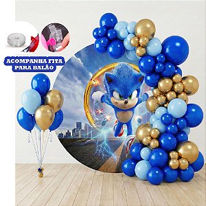 Kit 100 Balões Sonic Dourado azul Bexiga Festas Aniversários