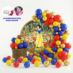 Kit 150 Balões Festa Branca de Neve Fita+Bexiga Aniversários
