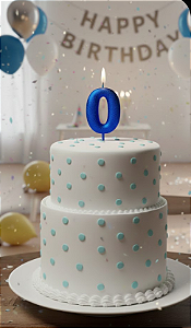 Vela Cintilante Pavio Magico Decoração N° 0 Azul Glitter